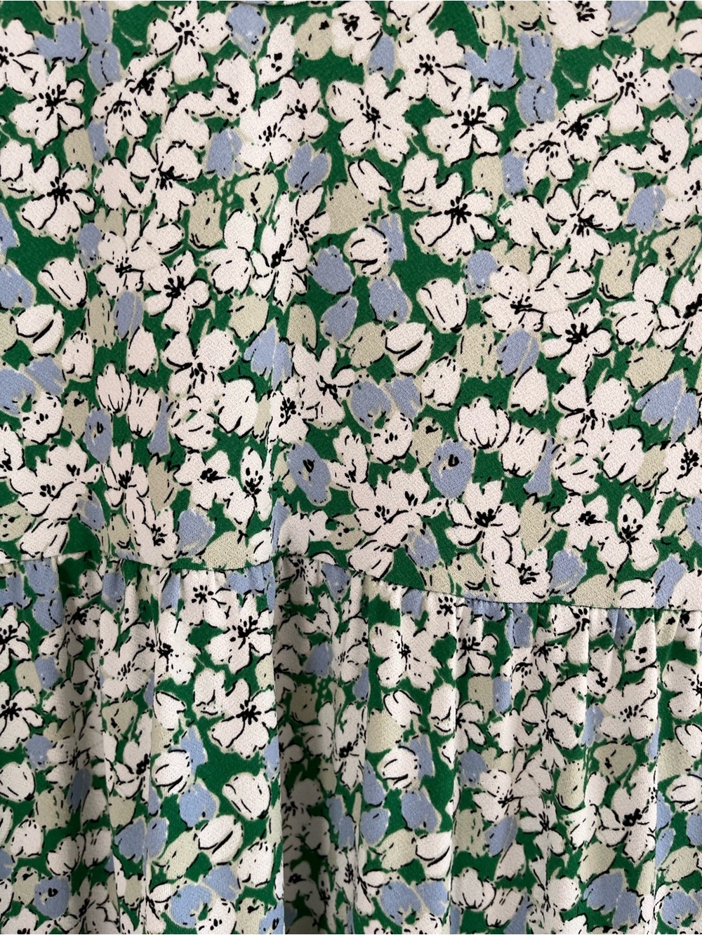 MAX STUDIO Green Floral Flutter Sleeve Tiered Dress Medium - Picture 8 of 13